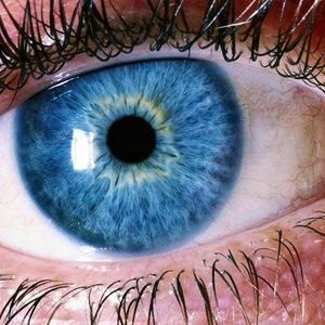 Detail of a person closing their eyes for a break.